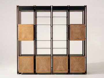 TURY - Open wood veneer and iron bookcase with drawers by Mantellassi 1926 - view 2